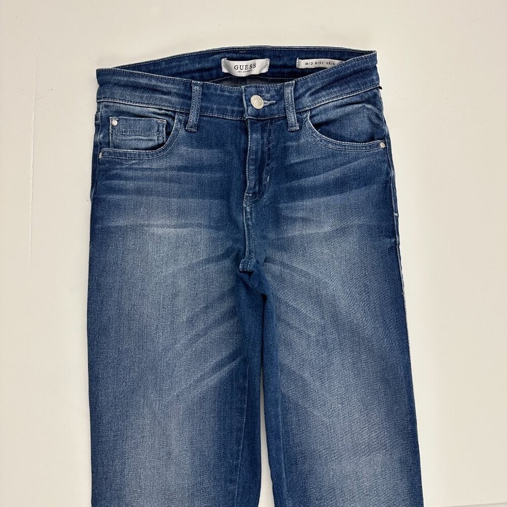 Guess Mid Rise Skinny Women's size 25 Dark Wash Blue Denim Jeans - Picture 2 of 5